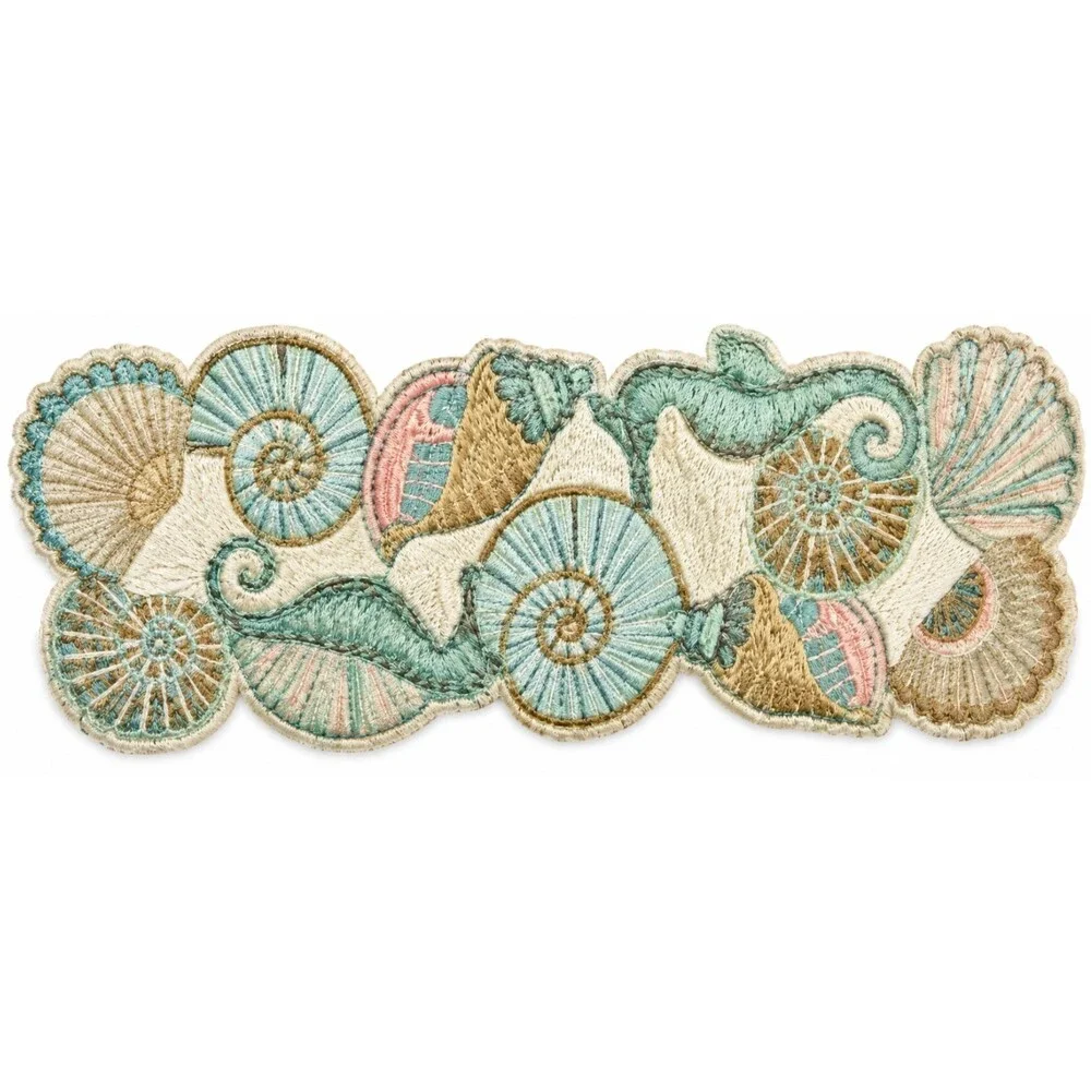 Seahorse Shells Table Runner Fully Beaded Beads 36x14 Beach Summer House